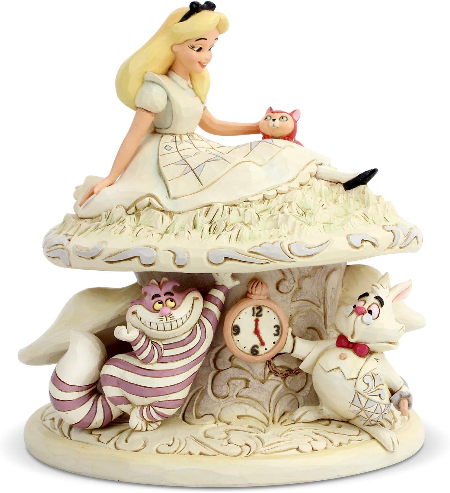 Enesco Disney Traditions by Jim Shore White Woodland Alice in Wonderland Mushroom Figurine, 7 Inch, Multicolor
