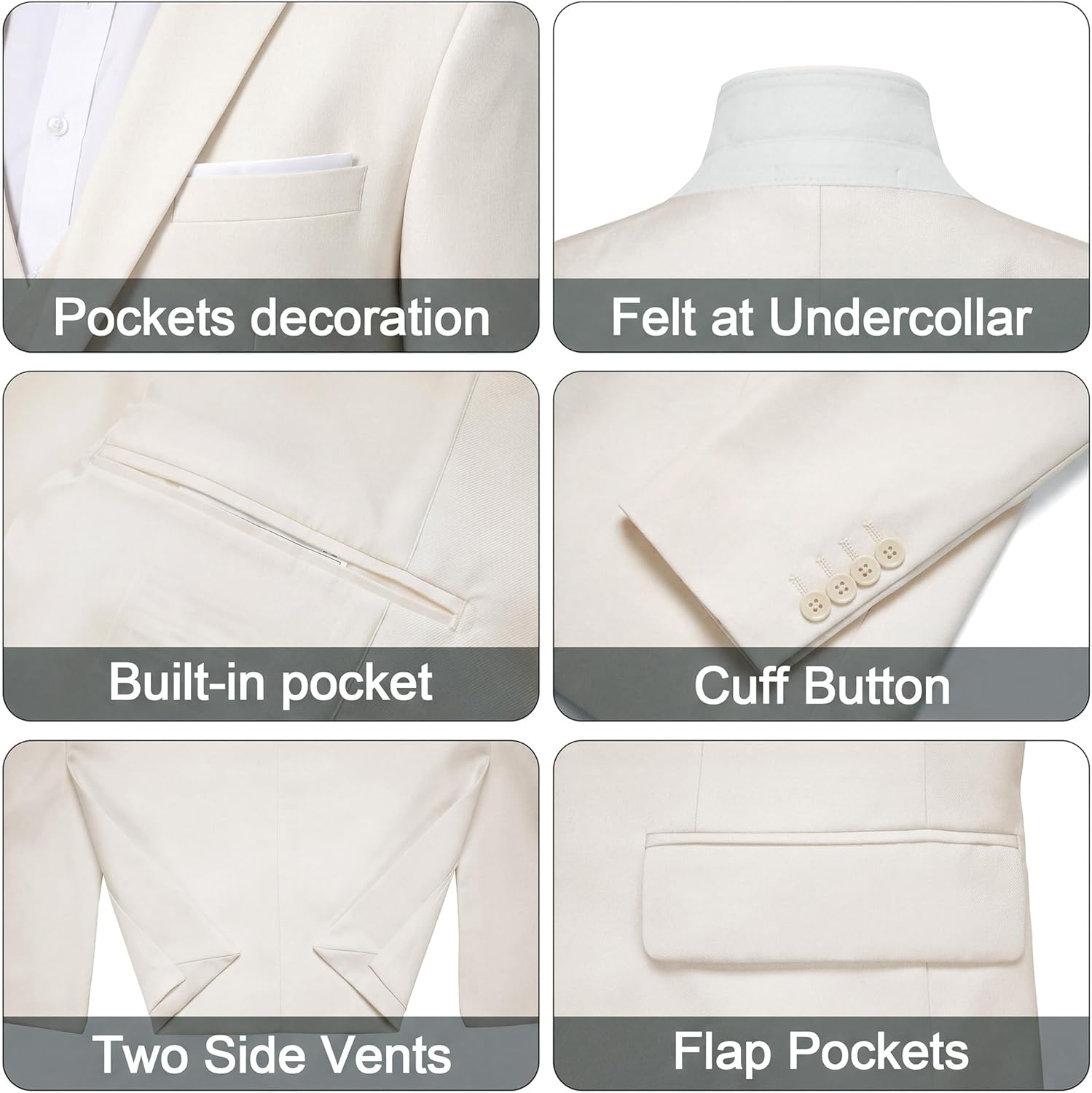 MAGE MALE Men's 3 Pieces Suit Elegant Solid One Button Slim Fit Single Breasted Party Blazer Vest Pants Set thumbnail