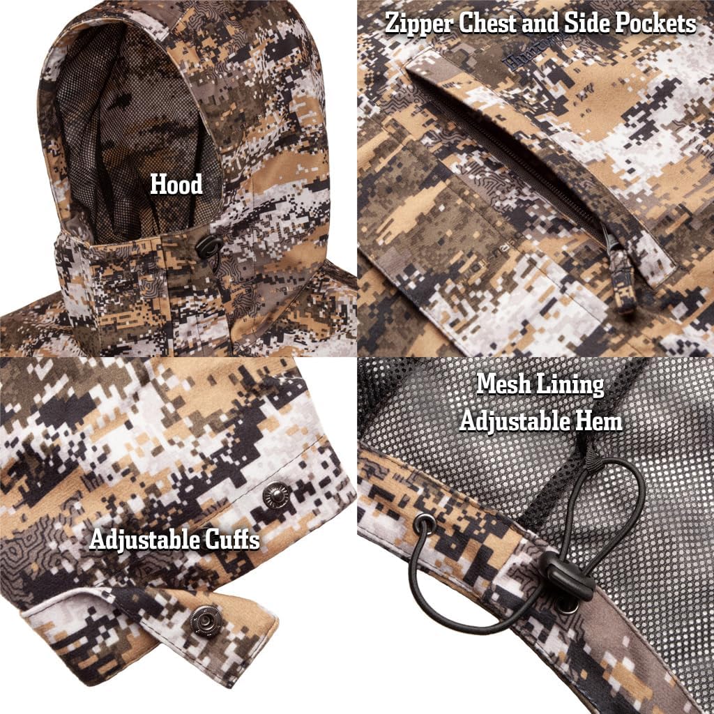 Huntworth Winsted Men's Tricot Waterproof Hunting Jacket, Disruption Camo, Medium