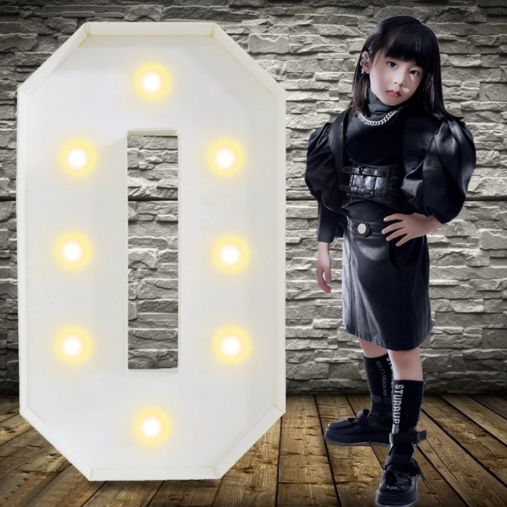 100cm/3FT Marquee Light Up Number 0, White Large Marquee Light Up Numbers, Pre-cut Foam Board Set Can Be Used for Birthdays, Weddings, Baby Anniversaries, Party Decoration