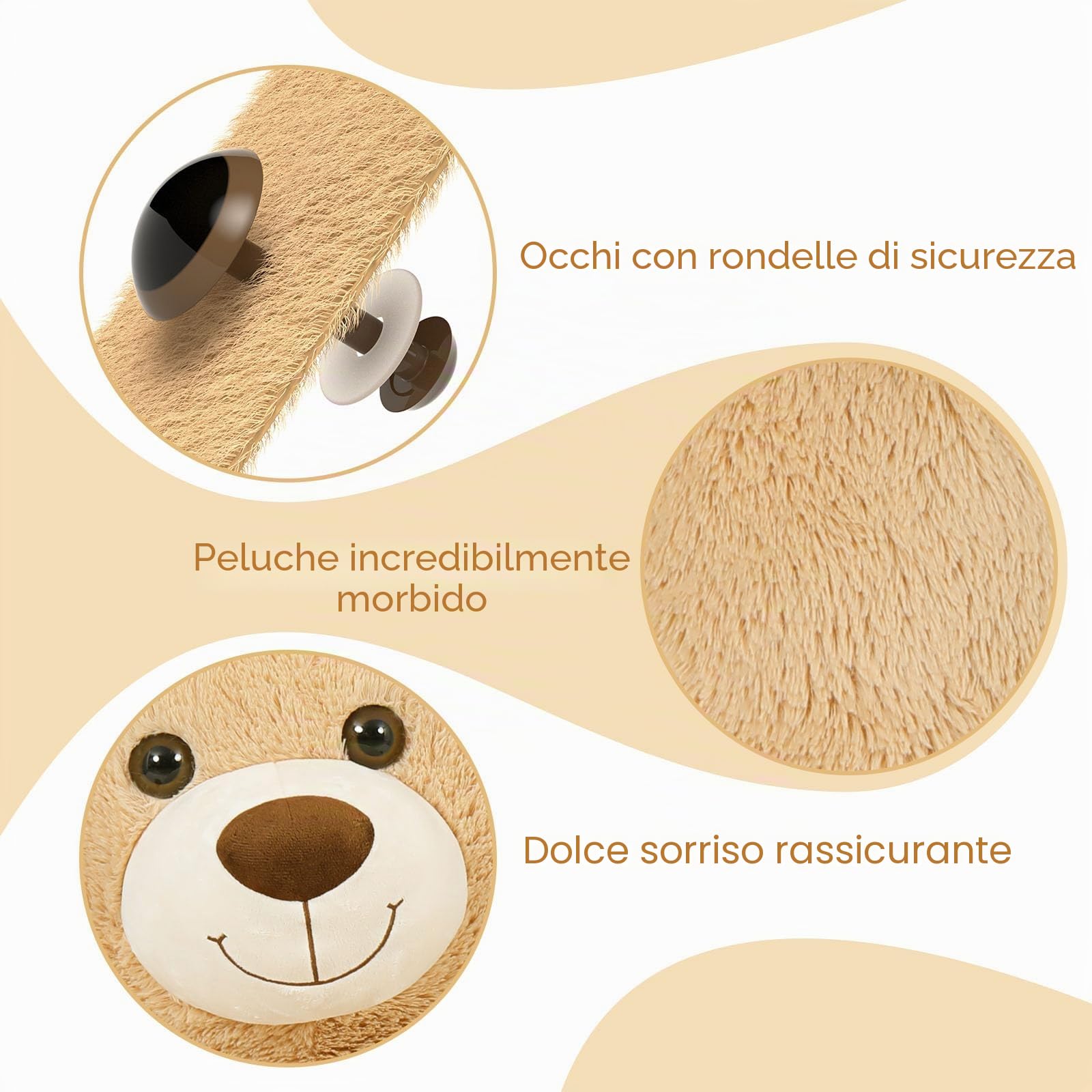 MorisMos 130cm Orso Peluche Gigante, XXL Marrone Chiaro Orsacchiotto Peluche con Bambino, Orsetto Pupazzo Grande Teddy Bear Regalo per Bambino Lei Lui Fidanzata Compleanno Decorazioni