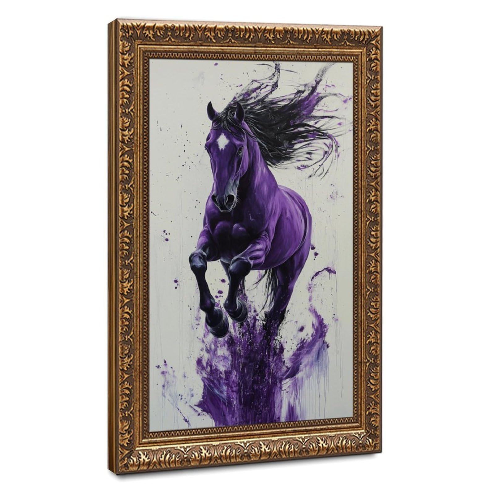 Bareronor Modern Abstract Purple Horse Canvas Poster Bedroom Decor Landscape Office Room Decor Gift 24" L X 36" W