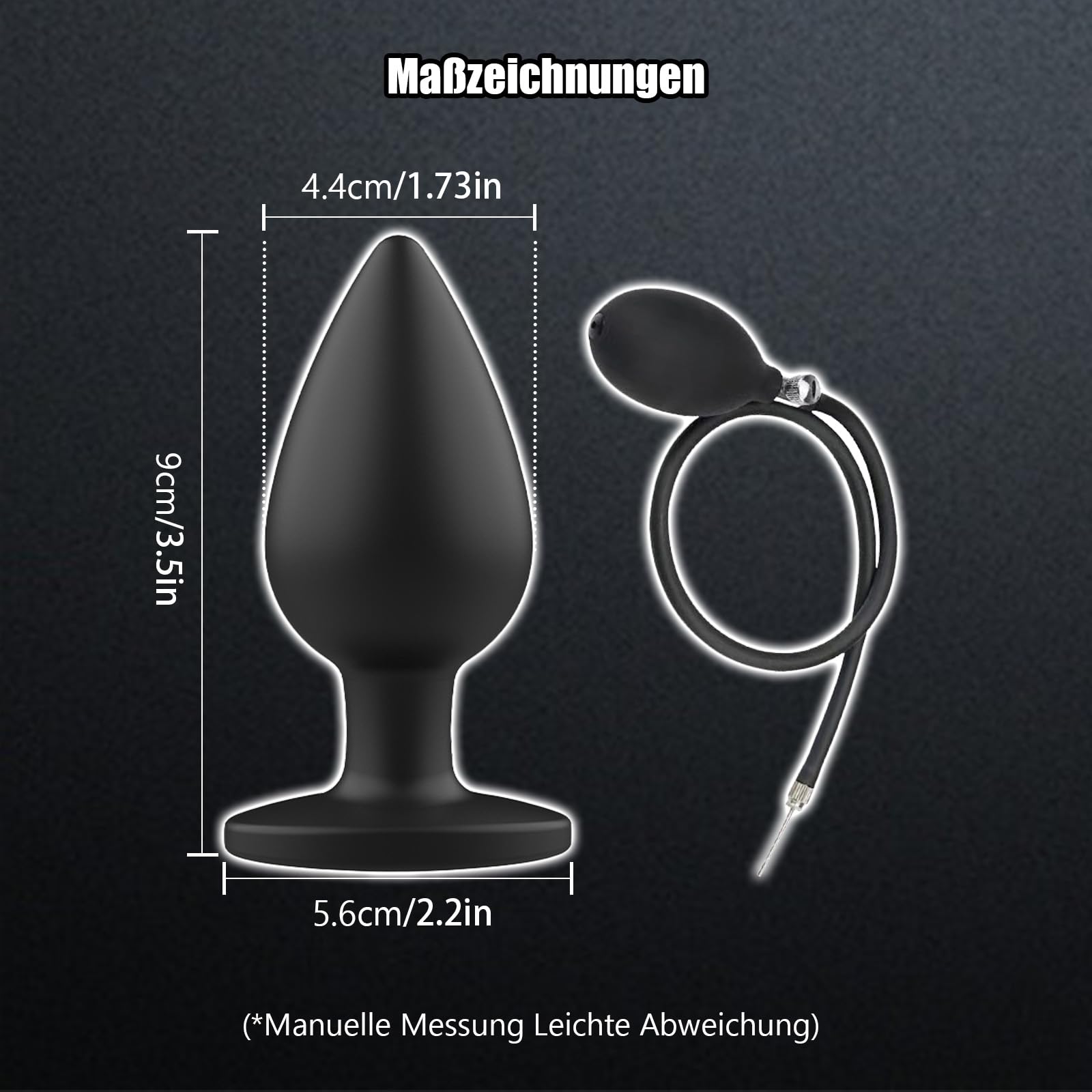 AMAZBEE Tapones anales de silicona para masaje de próstata Tapones anales inflables con bombas Estimulación del punto G Juguetes anales para parejas Entrenamiento de expansión anal (Black)