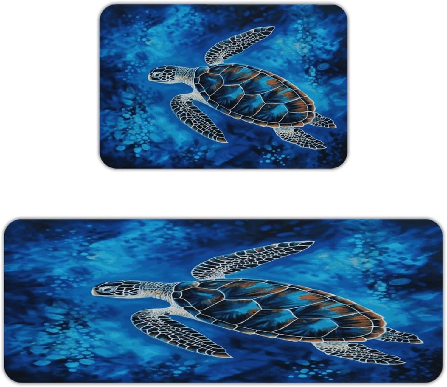 Sea Turtle-Blue Kitchen Mat Kitchen Rug Set | Kitchen Rugs Flannel Velvety Washable breathable Water Absorbent Soft ，kitchen utensils for Kitchen, Floor,Laundry