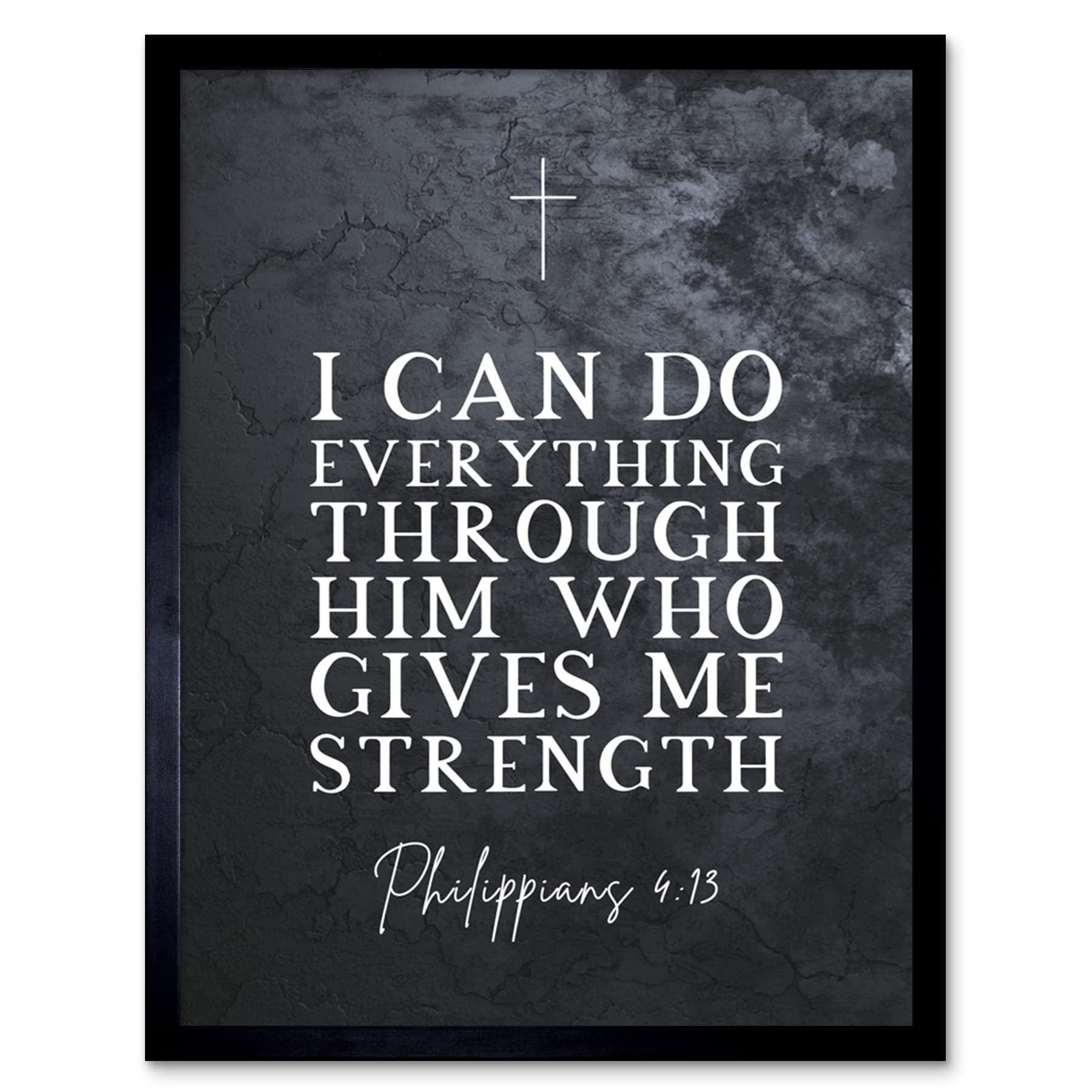 Artery8 Philippians 4:13 Everything Through Him Who Gives Me Strength Christian Bible Verse Quote Scripture Typography Art Print Framed Poster Wall Decor 12x16 inch