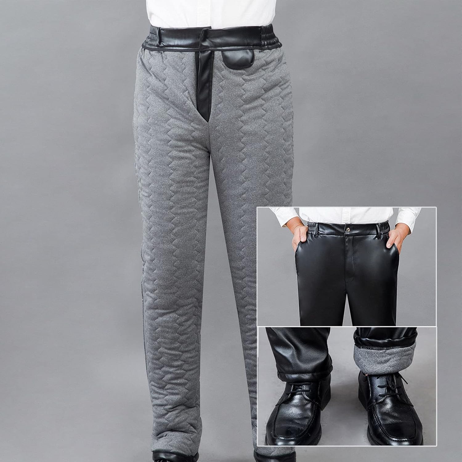 Mens Slim Fitting Leather Pants Leggings Tight Elastic Trend Motorcycle Leather Pants Moccasins