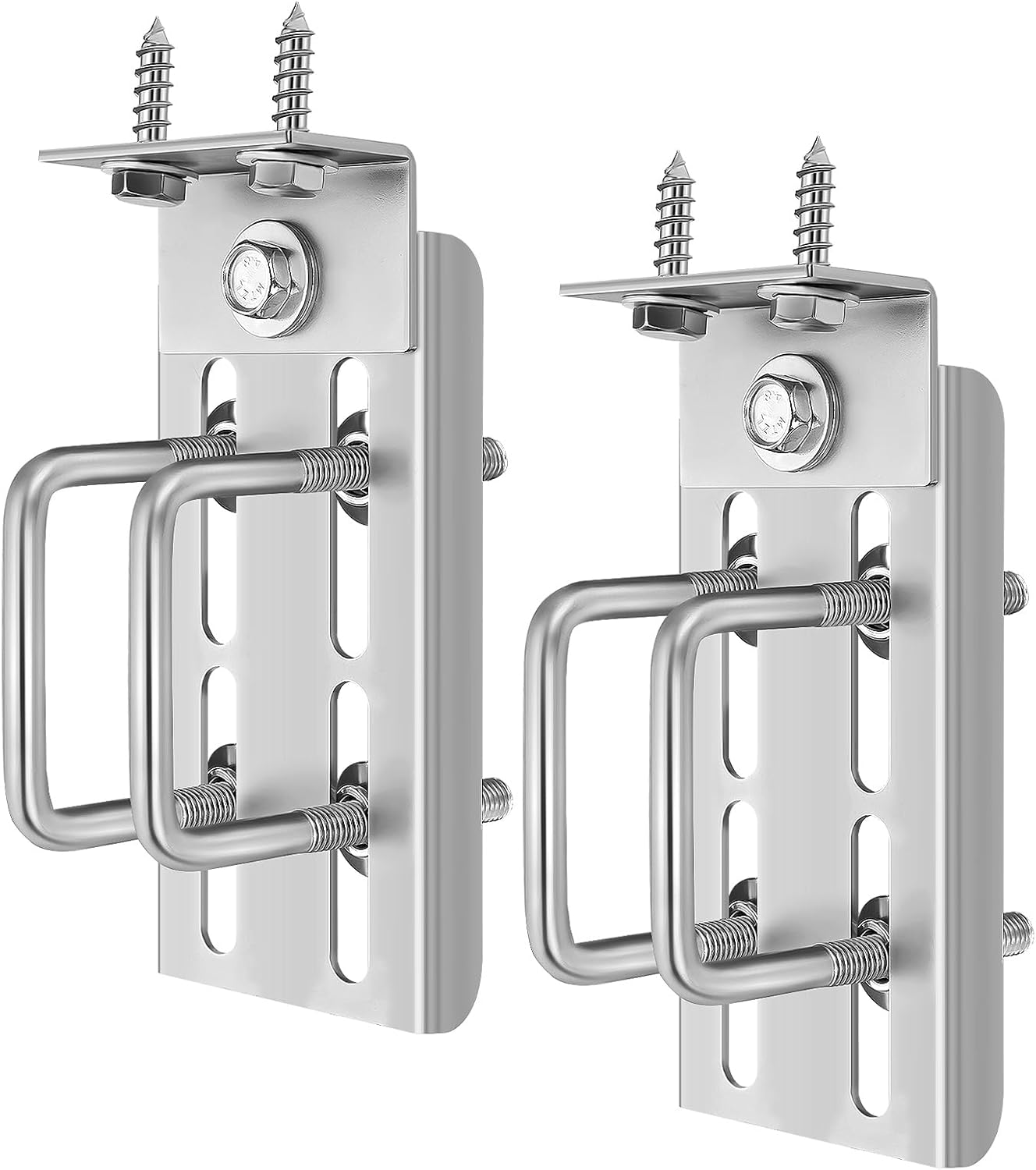 4 Sets 8" Boat Trailer Bunk Brackets, Galvanized Double U Bolt Swivel Top Bunk Bracket Kit for 2" x 3", 3" x 3" Boat Trailer Cross Member Brackets