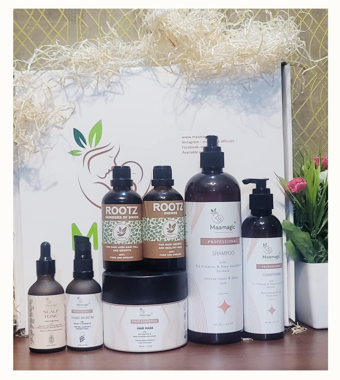Complete Hair Care Kit Scalp Tonic, Hair Serum, Hair Conditioner, Hair Shampoo, Hair Mask, Rootz Onion Hair Oil, Rootz 9 Herb-image-46
