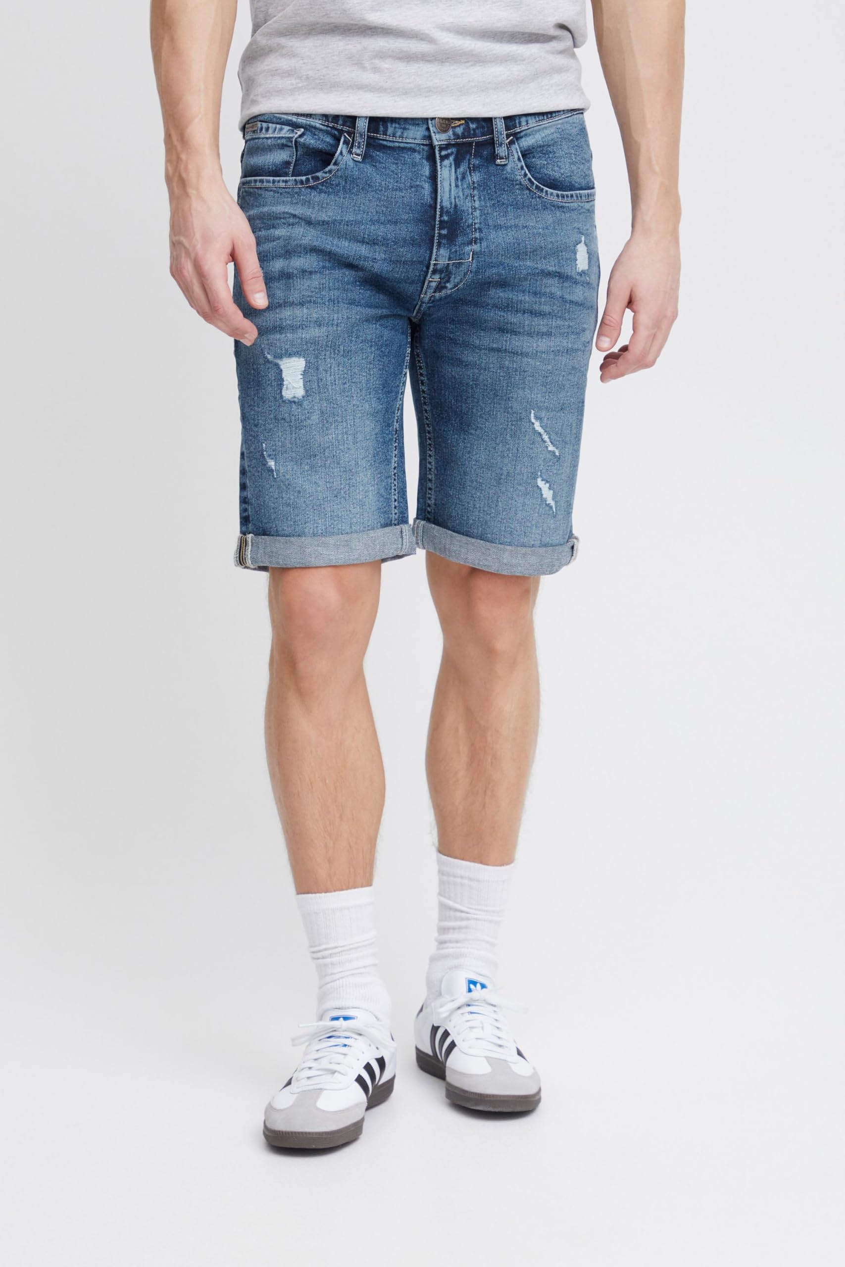 Blend Deniz Herren Jeans Shorts Kurze Denim Hose im Destroyed-Optik aus Stretch-Material Regular Fit