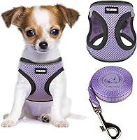 Vista 26 de YIMEIS - Juego de arnés y correa para perro, arnés de malla suave sin tirones, chaleco reflectante ajustable para cachorros, para perros pequeños