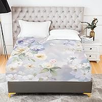 Vista 11 de YIYEA Sábana bajera ajustable floral, sábana ajustable de microfibra cepillada doble de bolsillo profundo tamaño matrimonial, sábana inferior