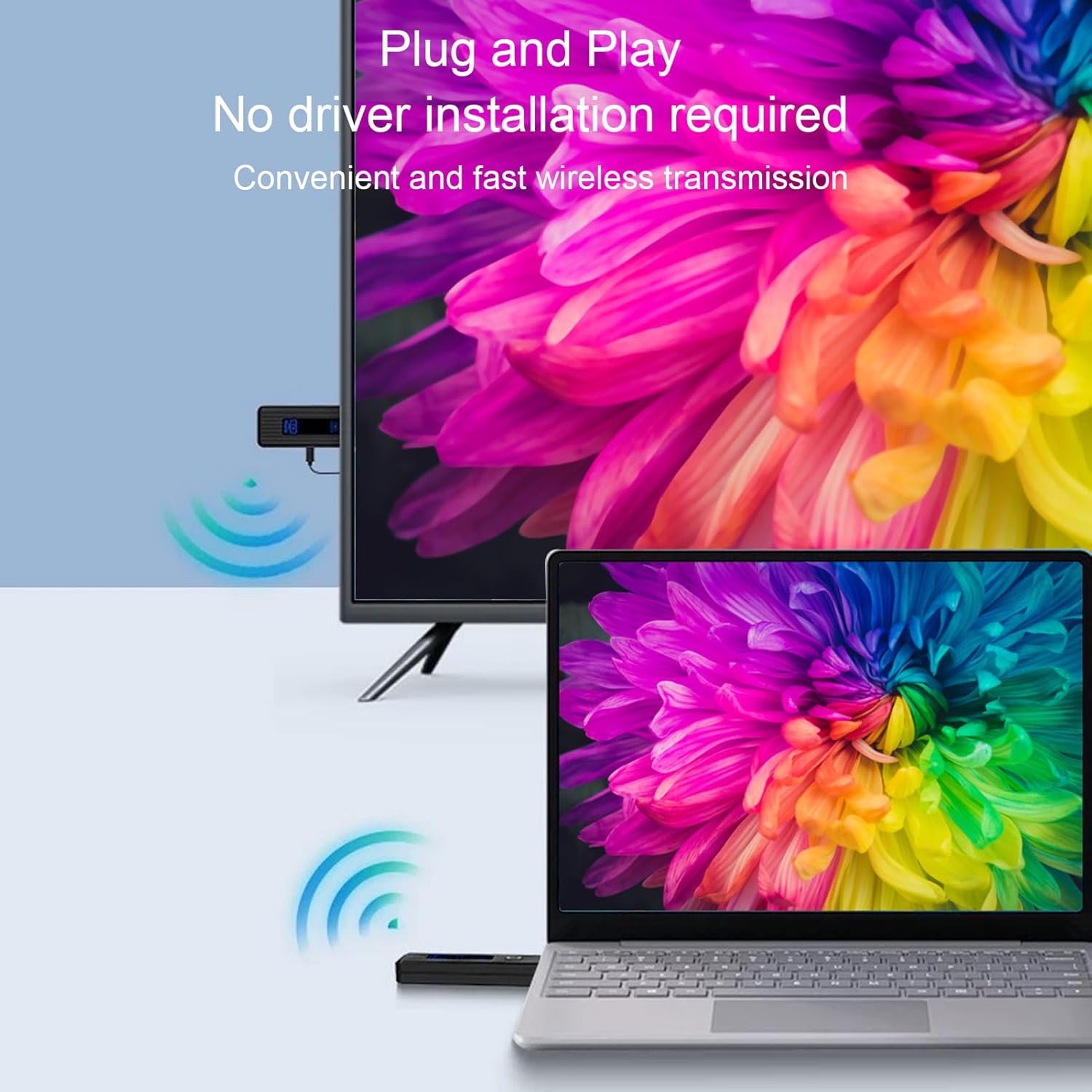 Wireless HDMI Transmitter and Receiver, 5G 2.4G 4K Decode Wireless Display Adapter, Portable HDMI Extender Kit for Projector TV Box (Black)