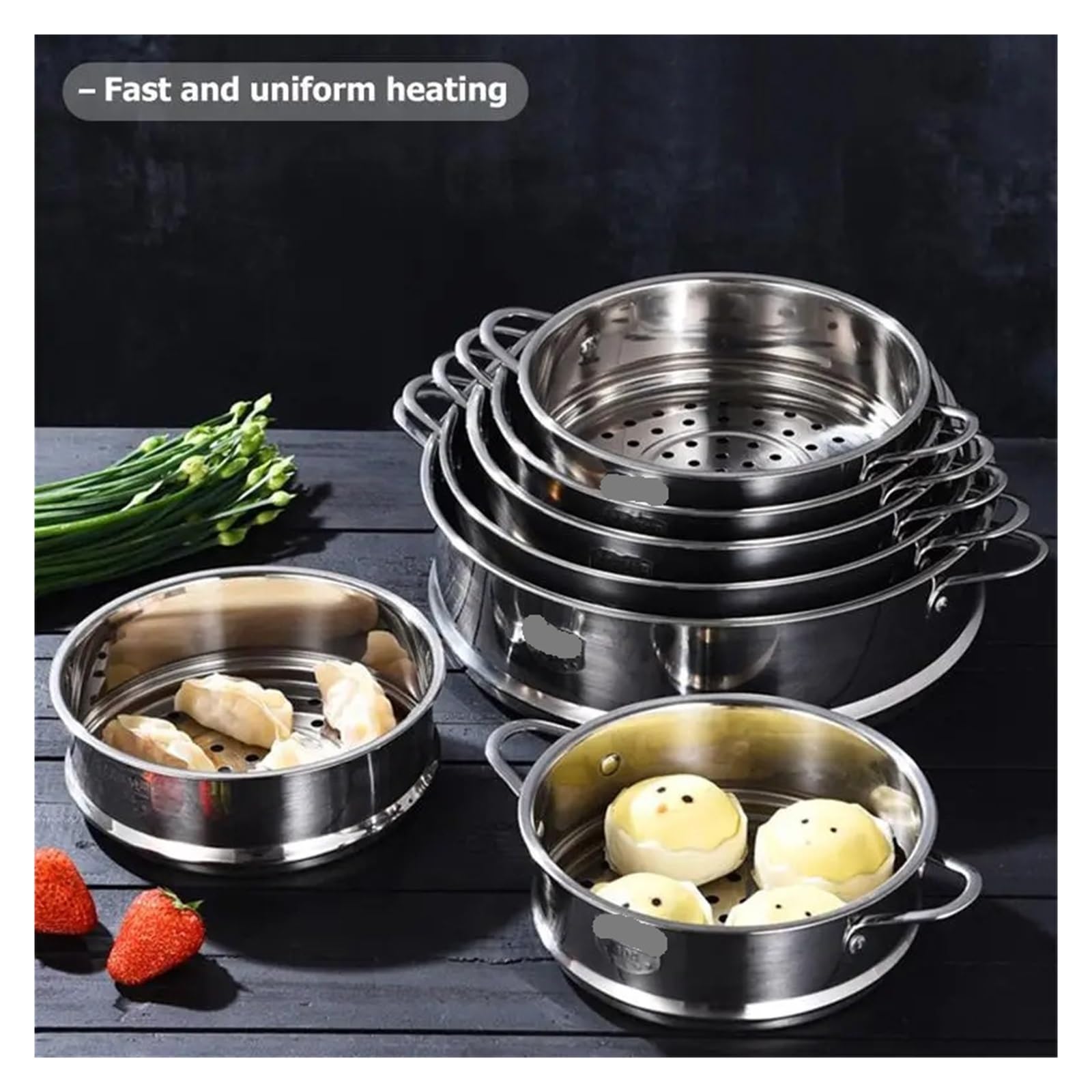 Cestello Cottura A Vapore Inox Vaporiera multifunzionale in acciaio inossidabile con doppia griglia for la cottura a vapore, cuoci-riso, cestello di scarico, utensili da cucina(22cm)