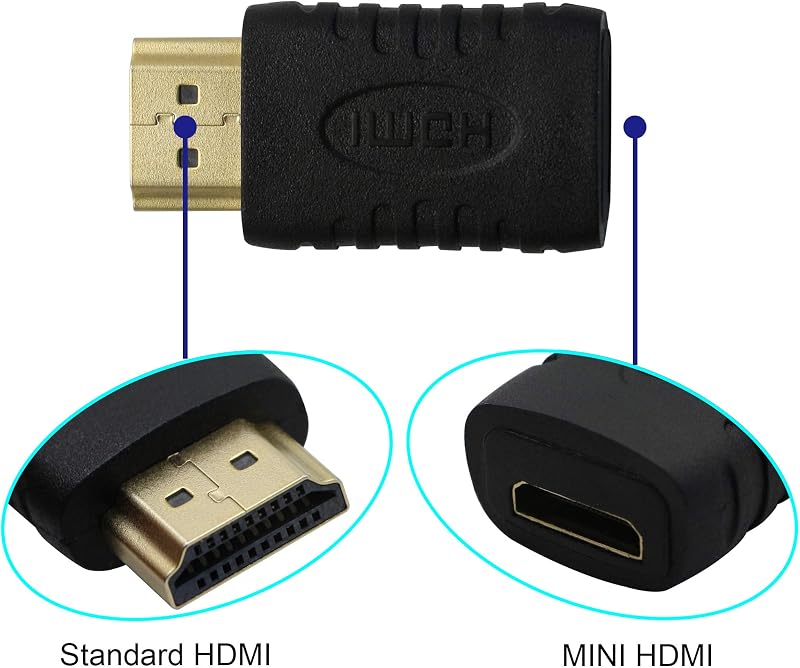 GINTOOYUN 2 db Mini HDMI Anya - HDMI Apa Adapter, Kompakt Átalakító Kamerákhoz, Tabletekhez, Fekete, Plug and Play