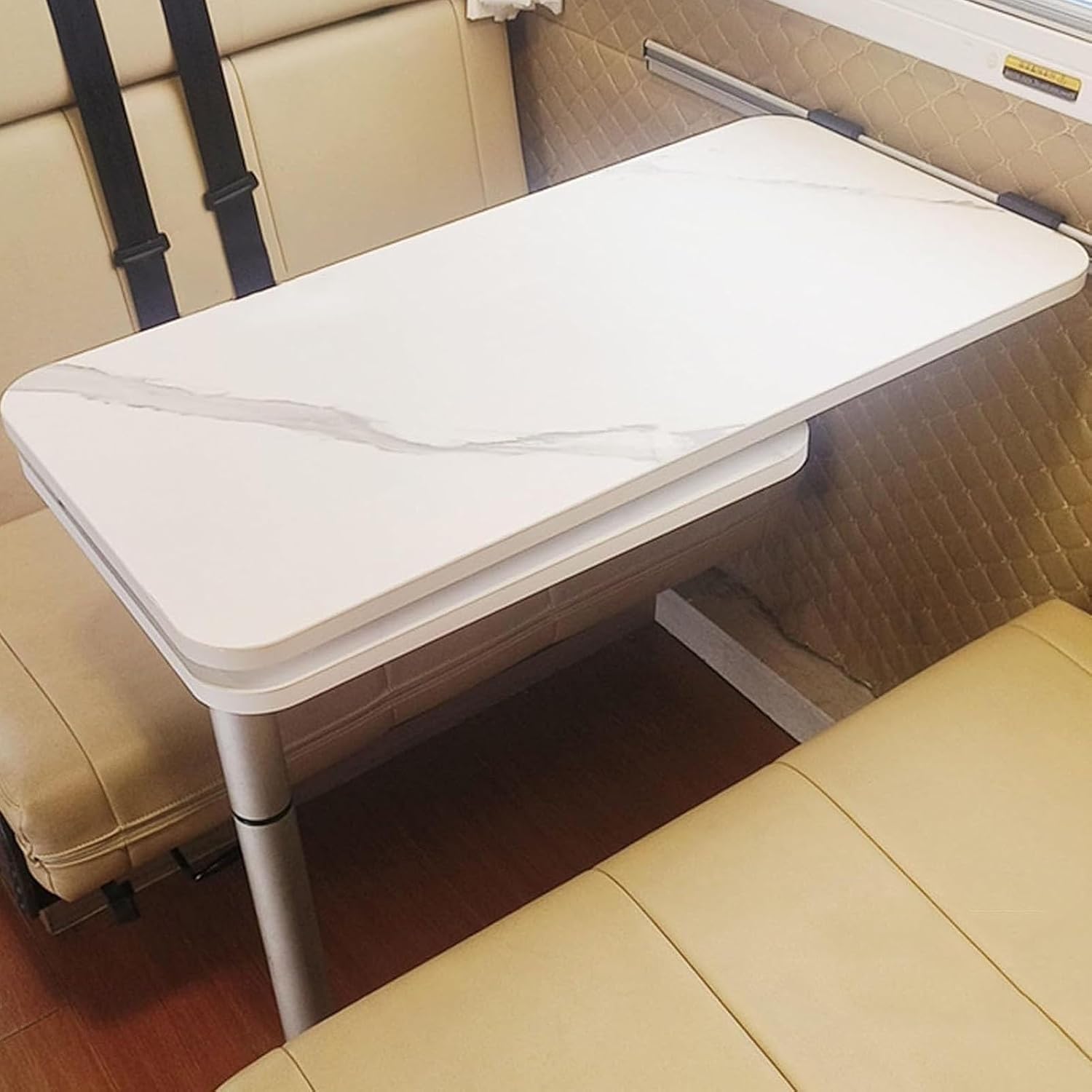 Rv Folding Table, Swivels 360 Degrees Foldable RV Table, Portable Camping Table, Adjustable RV Dinette Table, for RV Pontoon Truck Camper Travel Trailer(White)