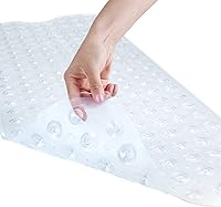YINENN Extra Large 40x16 Non-Slip Shower Bath Mat with 200 Suction Cups, Machine Washable, Clear with Drain Holes