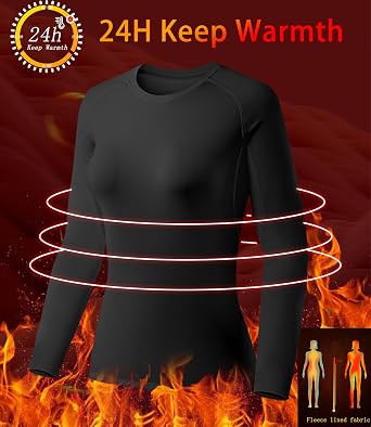 TELALEO 4 Pack Thermal Shirts Women Fleece Lined Long Sleeve Compression