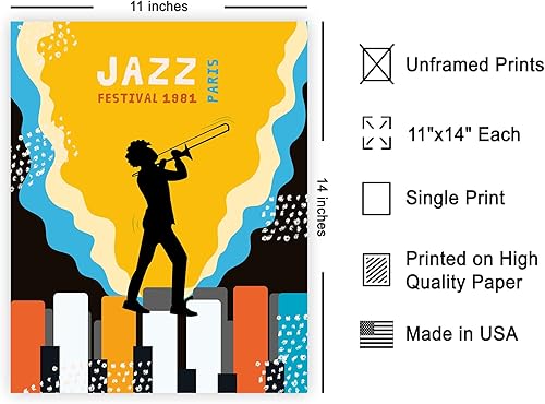 Vista 195 de Poster Master Póster de jazz vintage, impresión retro del festival de jazz de París, arte musical, regalo ideal para hombres, mujeres, músicos