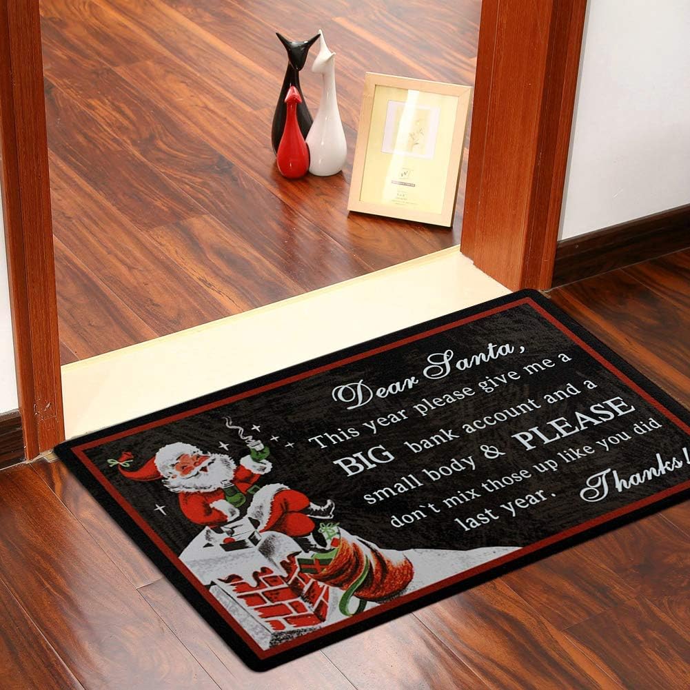 Durable Rubber Christmas Welcome Doormat Decorative Rug Entryway Kitchen Floor Patio Garage Door Mat 29" x 17" Christmas Festival Indoor Outdoor Decoration (It's The Most Wonderful Time of The Year)