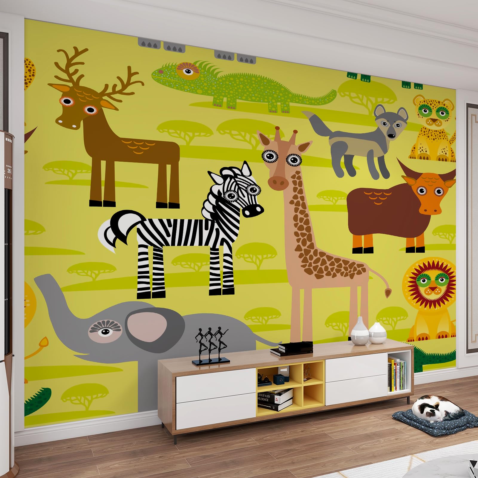 Papier peint photo animaux anti-humidité pour enfants