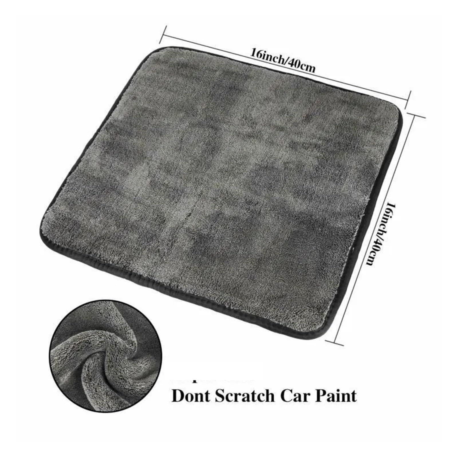 Toalla de Microfibra Absorbente for Lavado de Autos de 40 x 40 cm, paño de Secado for Limpieza de Autos, Toallas for dobladillos, Trapos for el Cuidado de Detalles.(Gray 6pcs)