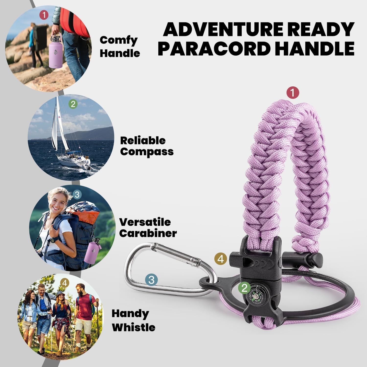 One Gallon Water Bottle Insulated, Triple Walled Vacuum Stainless Steel (Cold for 48 Hrs), Leak Proof & Non-BPA, Large Water Flask Jug with Paracord Handle & Straw Spout Lids - Image 4