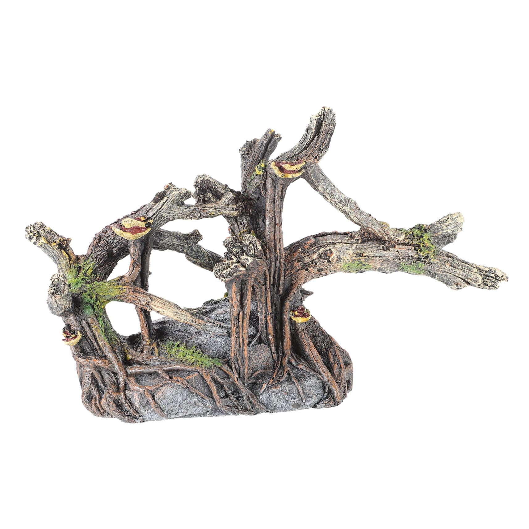 BESTonZON 1Pièce Décoration Aquarium Résine avec Arbre Artificiel Cachette Sûre pour Poissons et Crevettes Ornement Naturel pour Aménager Votre Réservoir Détails Réalistes et