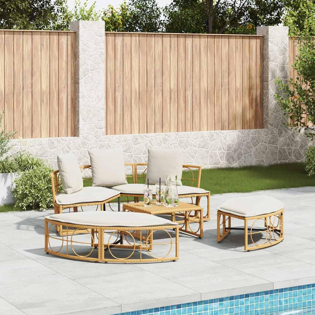 Lettino lounge per esterni senza tetto, in rattan sintetico, diametro 160 cm, con cuscino rimovibile, lettino da giardino resistente alle intemperie come isola solare e lettino relax per