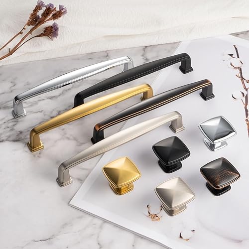 Miniatura 5 de ZP2202 - Tirador negro escalonado para armario de cocina con orificios centrales de 5 pulgadas, paquete de 10, herrajes sólidos para cajón,