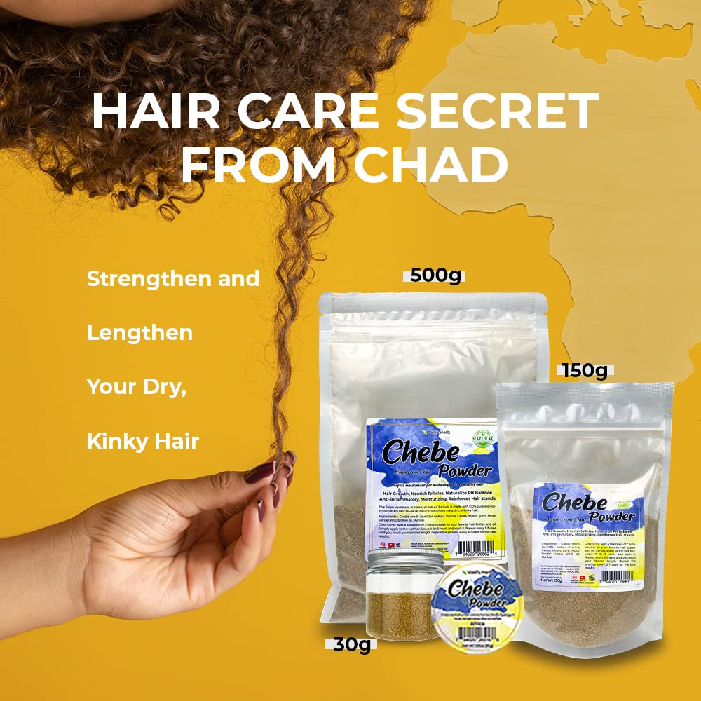 Well's Oil Hair Care Powder, Chebe, 17.6 oz, 100% Pure, Natural Dried Herbs for DIY, Perfect for Skin Care, Chemical Free, Ideal for All Hair Types