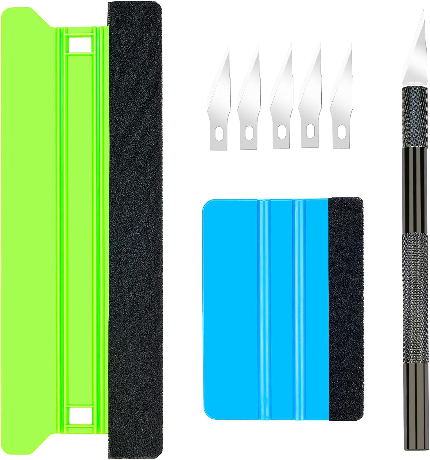 Vinyl Wrap Tool Kit for Car Wrapping, Window Tinting, Wallpaper, PPF, Transfer Film, and Sticker Application - Includes 4" & 8.3" Felt Squeegees and Precision Knife