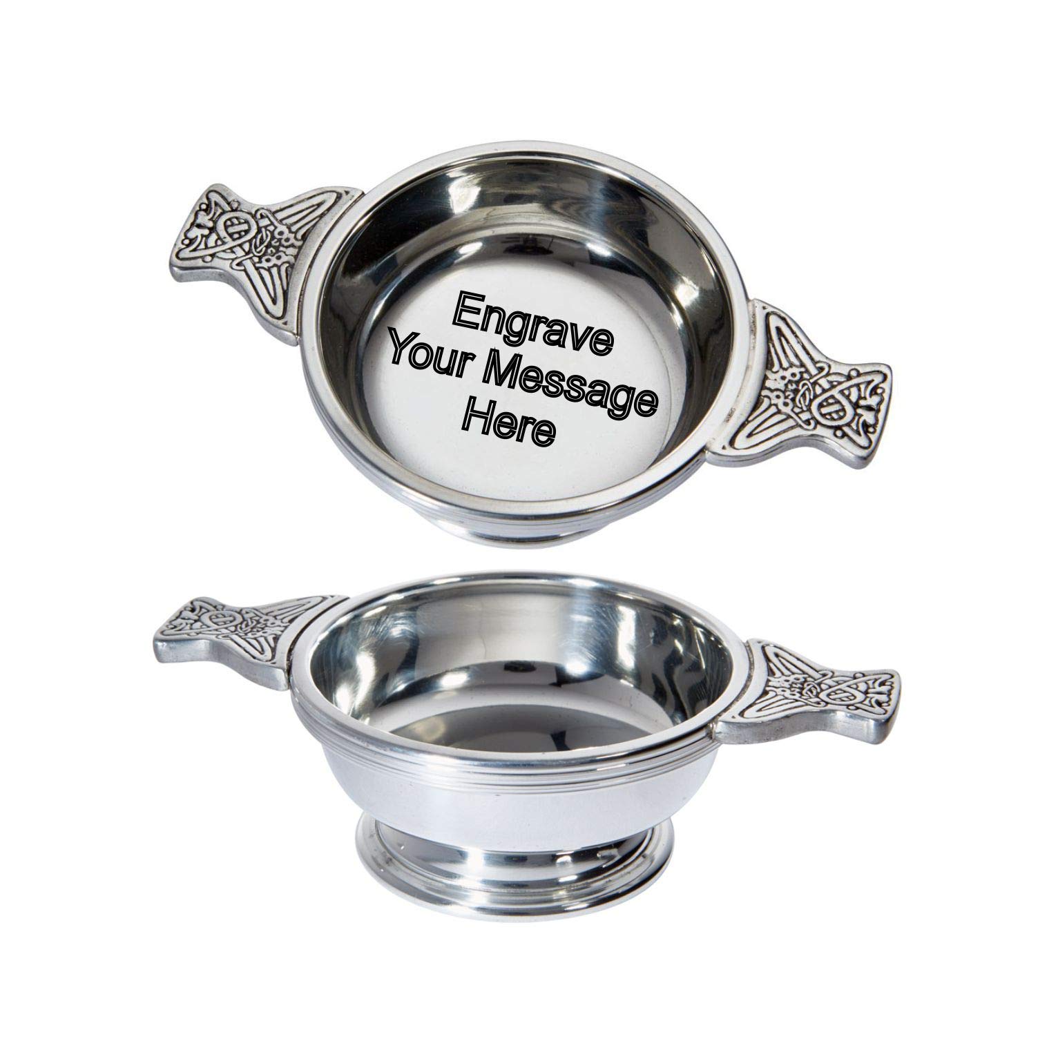 Pewter Quaich Bowl - 90mm Diameter (with Engraving)