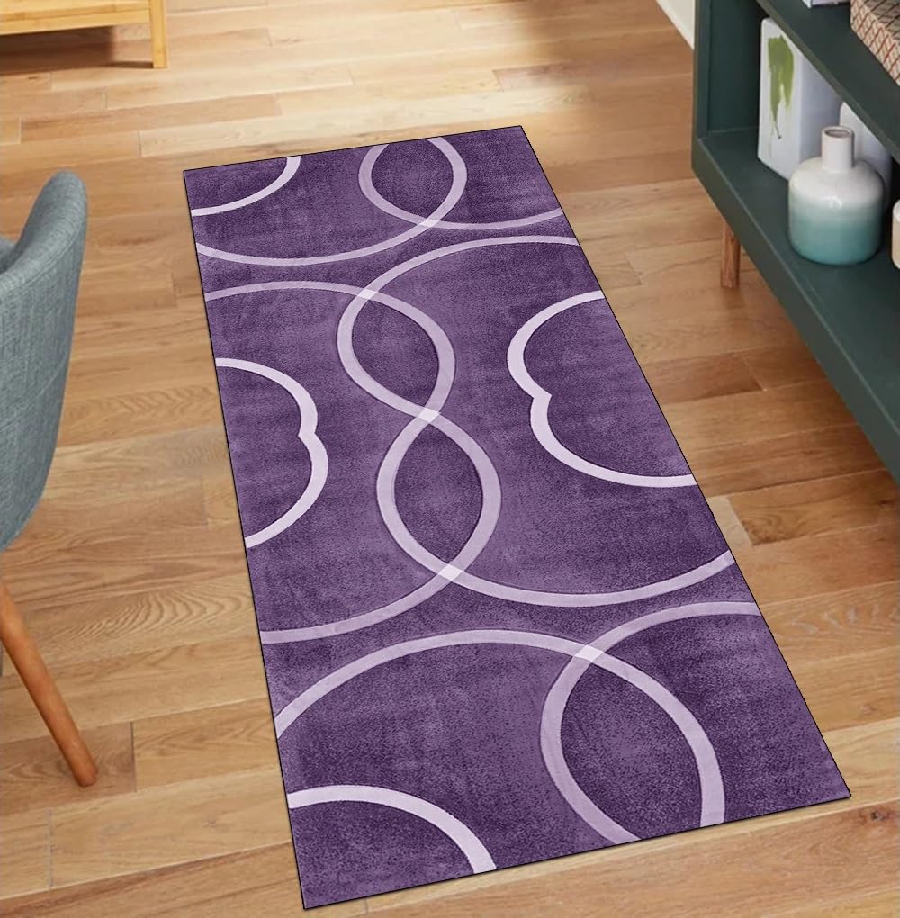 Alfombra cocina antideslizante lavable de 60x160 cm color morado moderno para hogar