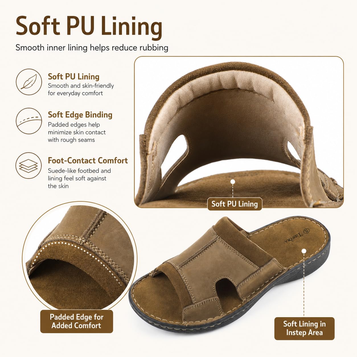 TIESTRA Sandales en Cuir pour Hommes - Pêcheur à Large Ouverture, Souples et Confortables pour l'Extérieur, Chaussures de Plage d'Été