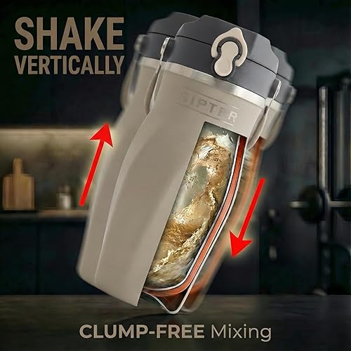 Miniatura 7 de Botella agitadora para mezclas de proteínas, acero inoxidable de doble pared, para batidos, agua, batidos, cócteles, a prueba de fugas, 26 onzas,