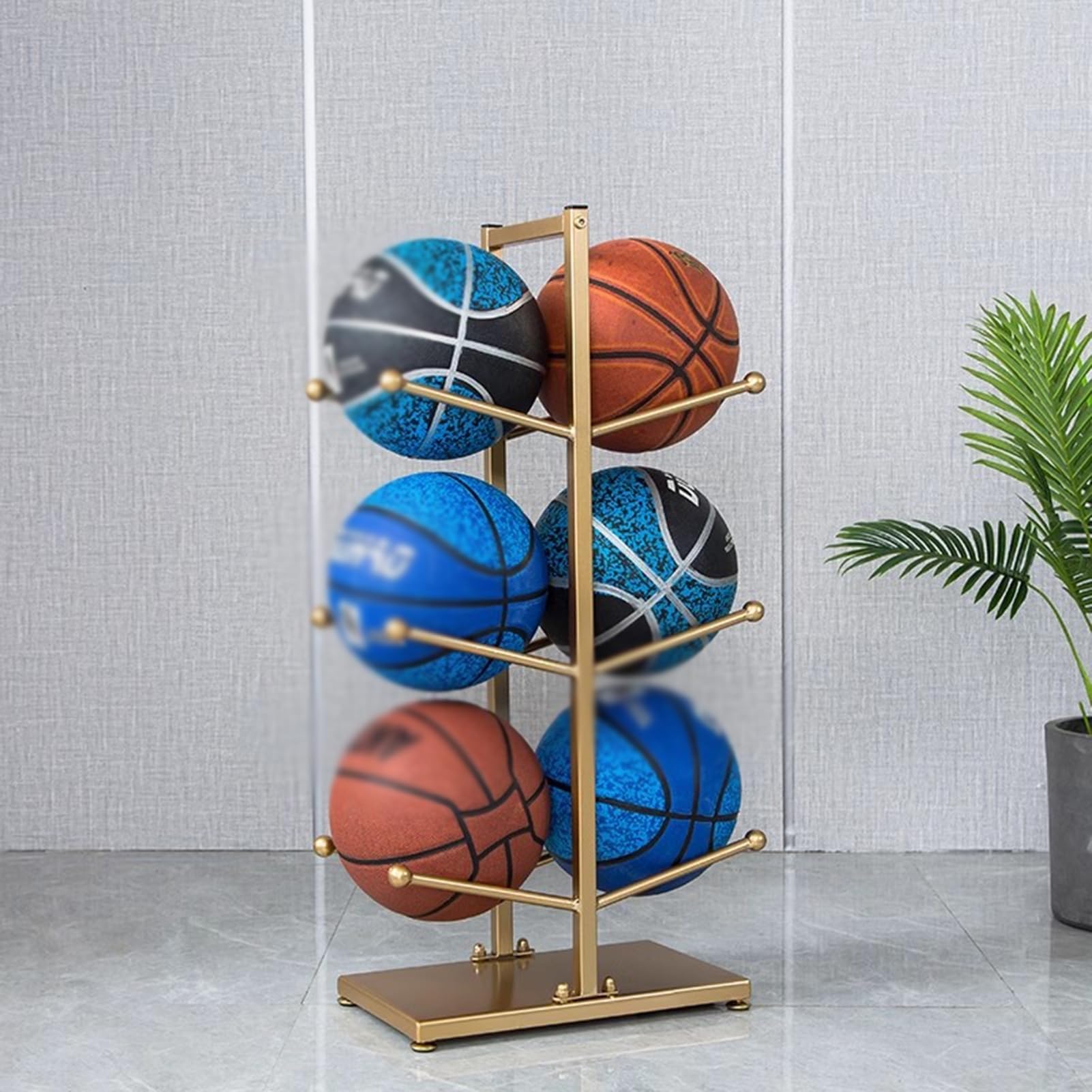 Sportball-Organizer-Gestell Mit Rutschfesten Fußpolstern,Vertikales Basketball-Gestell,Ball-Aufbewahrungshalter For Volleyball,Fußball,Wohnzimmer,Garage,Organizer-Ständer,Mehrschichtiger Sortierrahmen