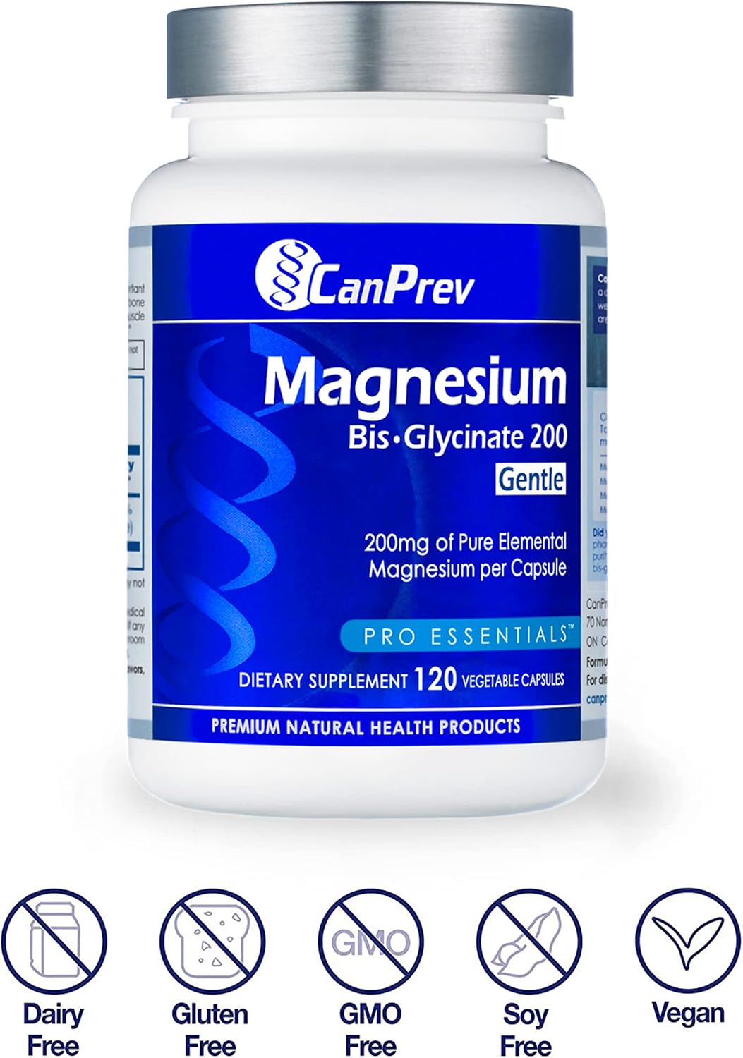 CanPrev Magnesium Bis-Glycinate 200, Veggie Capsules (120 Count)