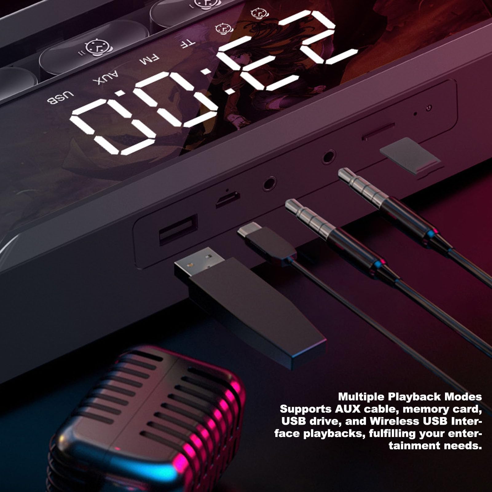 Bluetooth-computerluidsprekers voor Pc-desktop, Gaming-pc-soundbar met RGB Kleurrijk Licht, Lossless Fidelity Computer-soundbar, Ondersteunt Bluetooth, AUX-kabel, Geheugenkaart