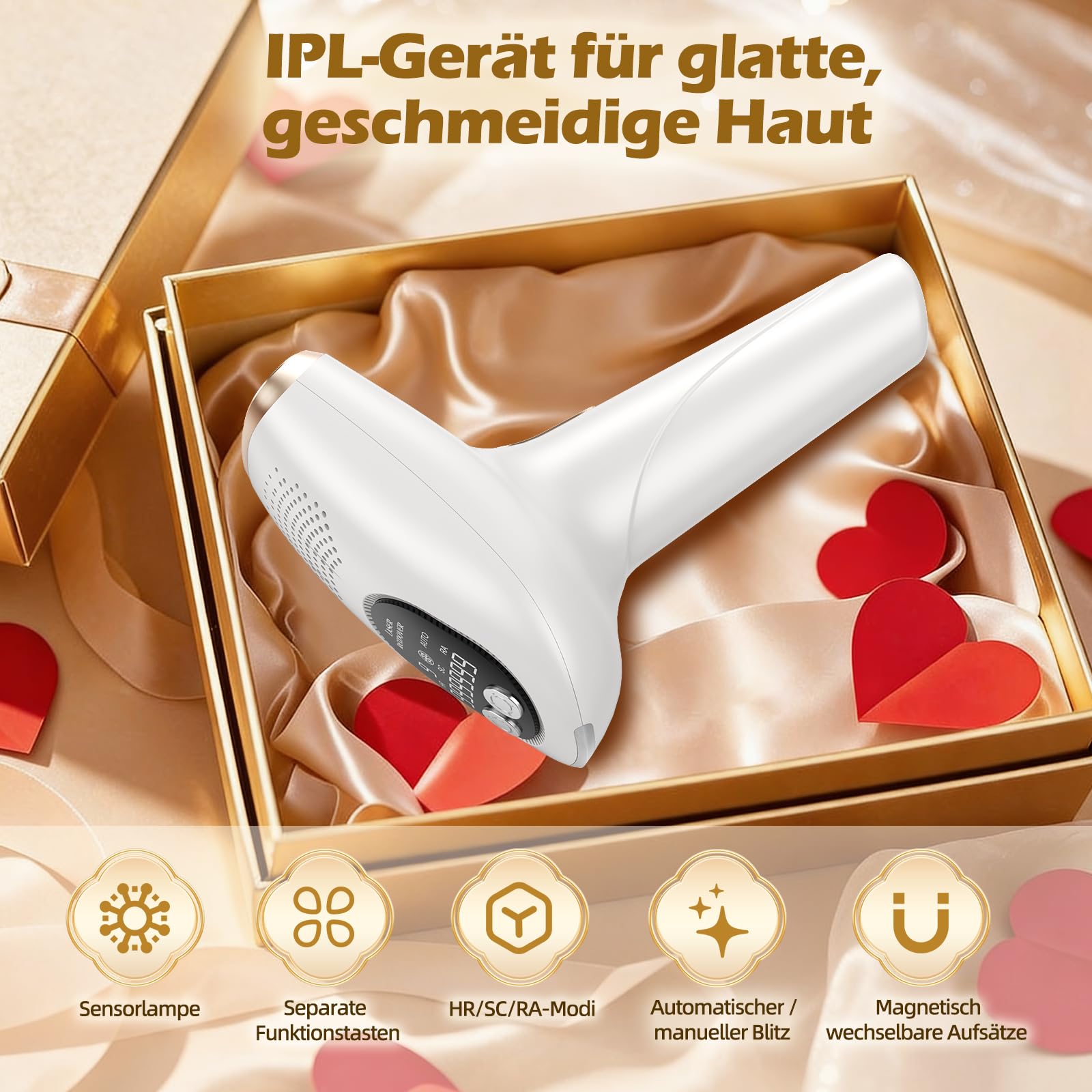 IPL Geräte Haarentfernung Laser Hair Removal mit Kühlfunktion, Epilierer für Gesicht, Arme, Achseln, Bikinizone, Intimbereich