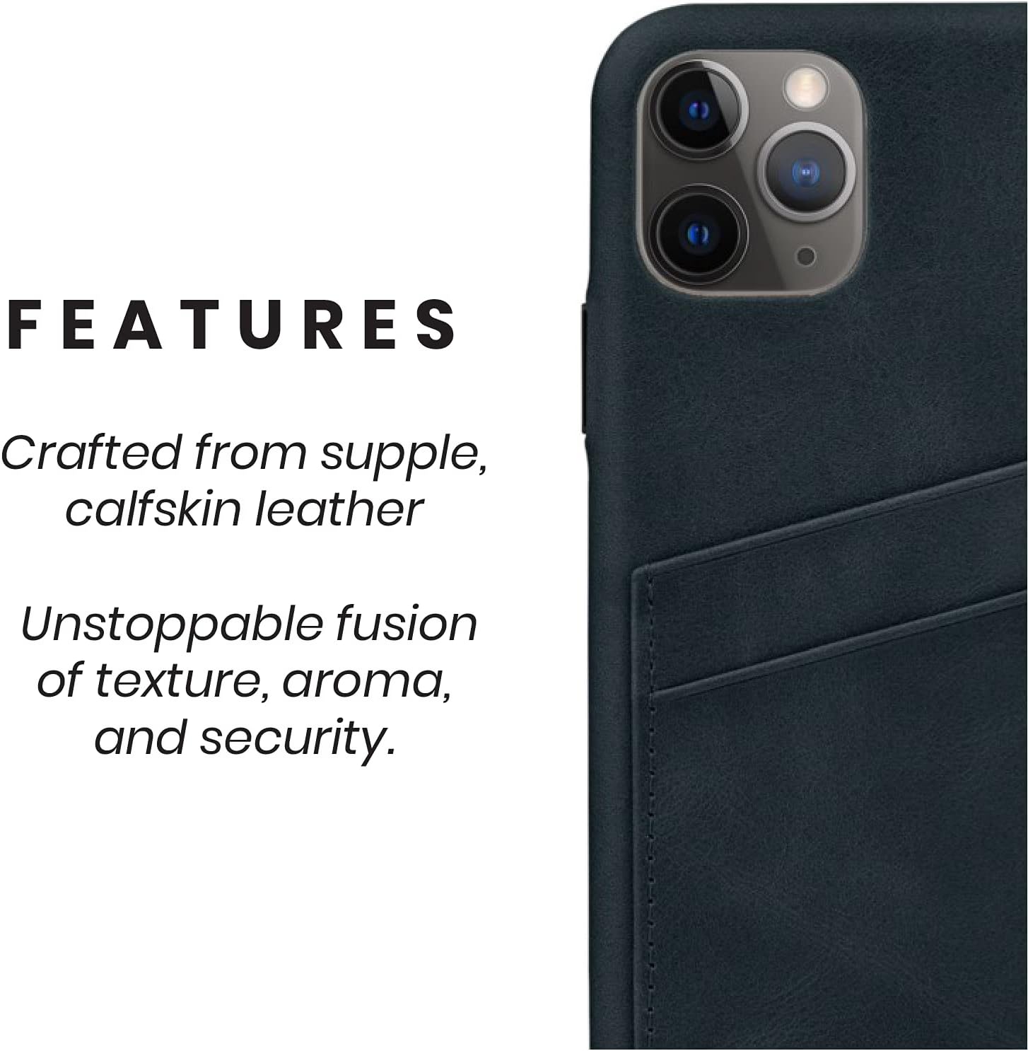 Blасk Frіdау 🔥 Bullstrap Premium Leather Portfolio Phone Case Compatible with Apple iPhone 11 Pro Max, Ocean Blue