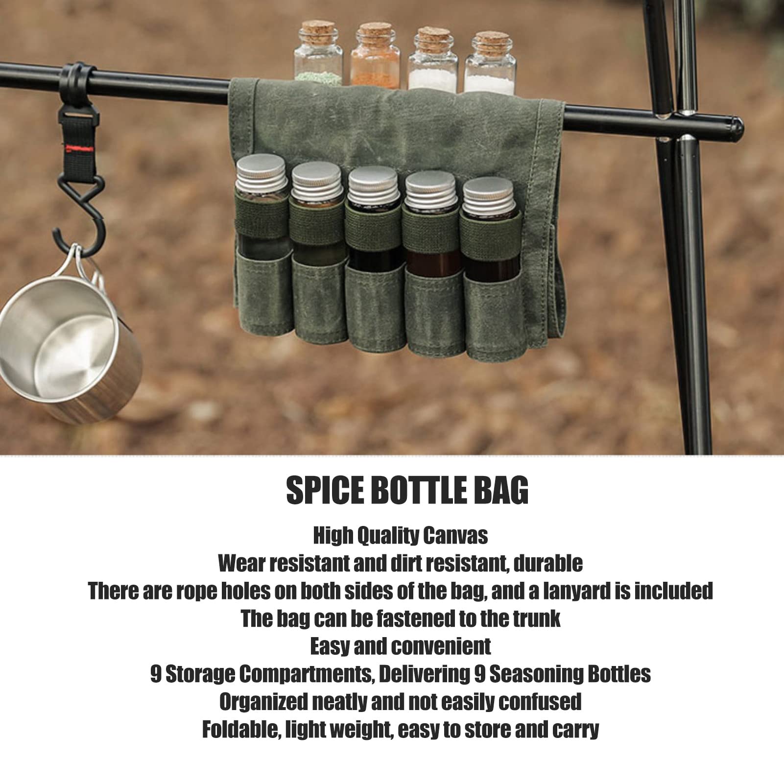 Sac à épices avec 9 Pots à épices,Bocaux à épices,Sac ... - Rakuten