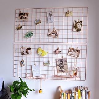 Yash Metal Wire Grid Panel, Display Organizer, Postcard, Wall Artwork Display for Home Office Living Room Dorm Room, Kitch...