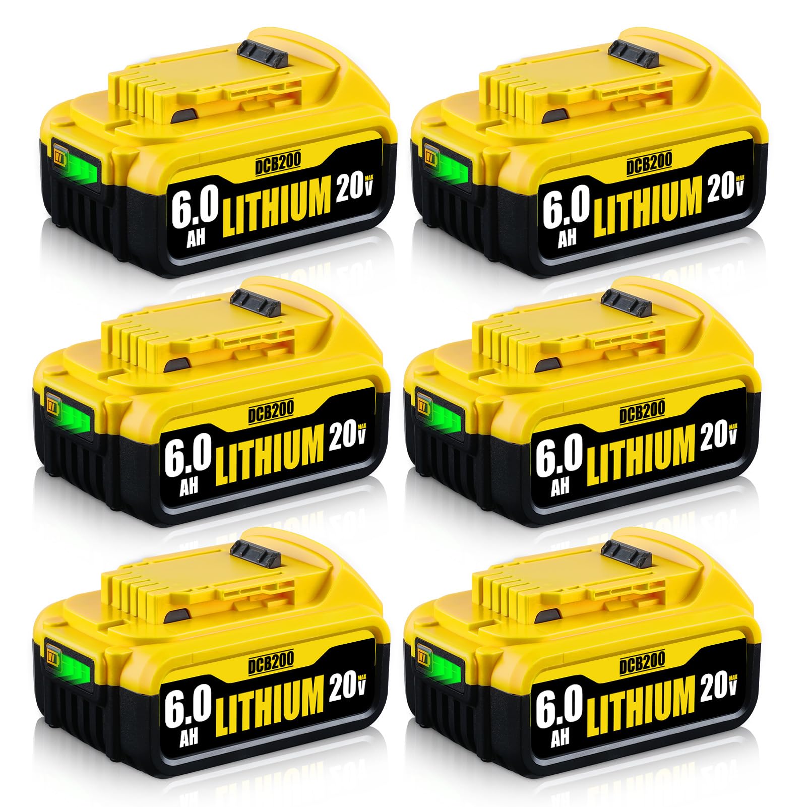 2 Batterie Di Ricambio 6.0Ah/6000mAh Per Dewalt 18V – Compatibili Con DCB182, DCB200, DCB184 E Molti Altri Utensili, Con Indicatori LED E Protezioni Di Sicurezza