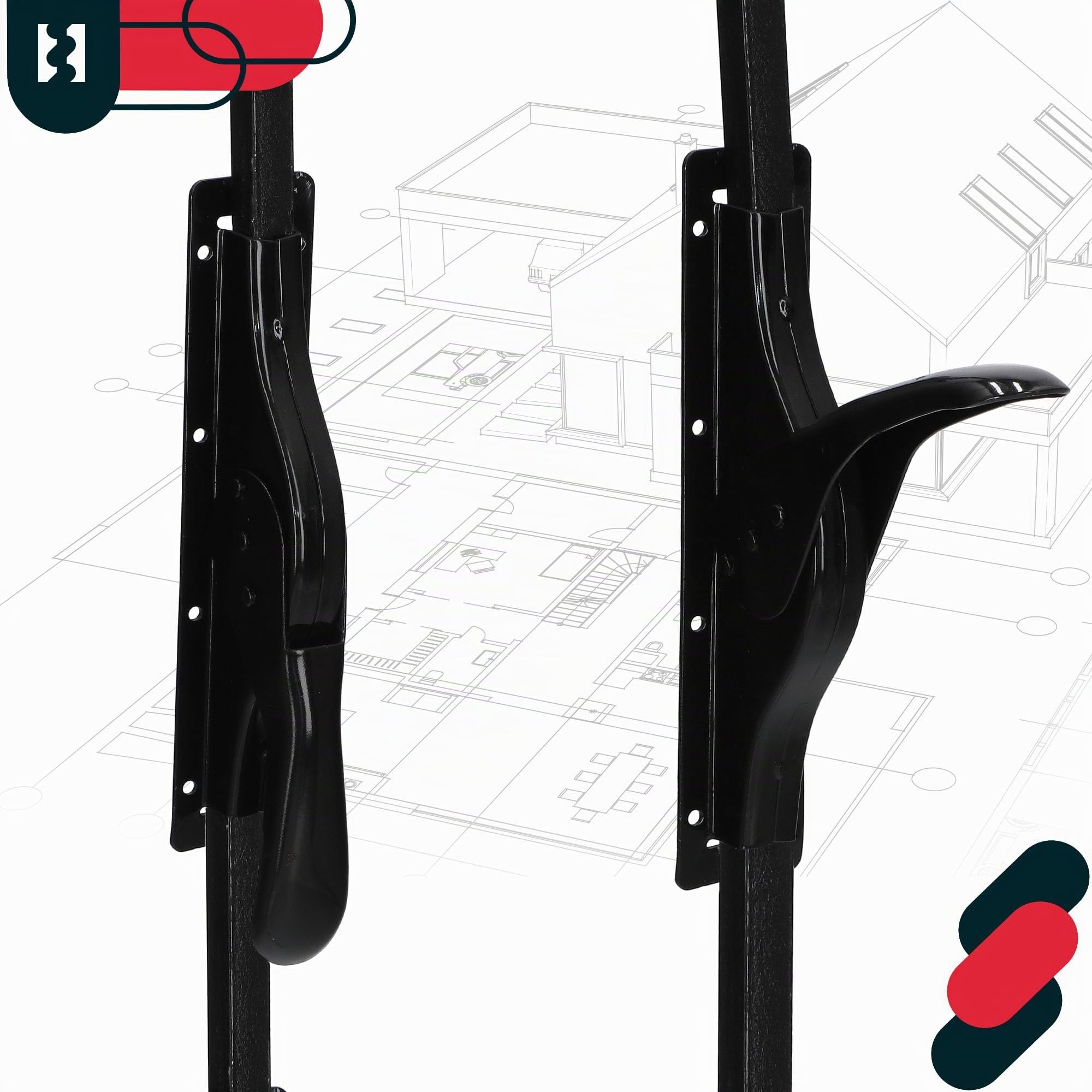 KOTARBAU® Tortreibriegel Torverschluss Türtreibriegel Torbeschlag Torverrieglung Torflügel Torriegel Garagenschloss Torzubehör Set Pulver Schwarz 2500 mm