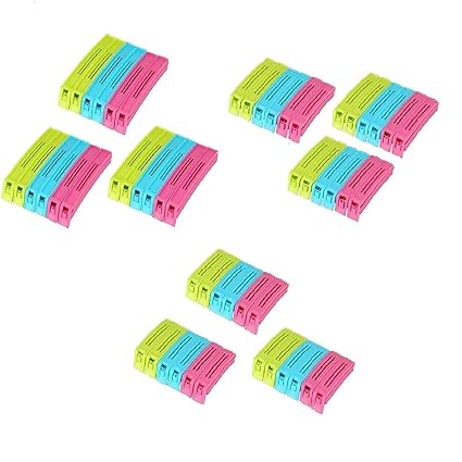 OMORTEX 54Pc Plastic Food Snack Bag Pouch Clip Sealer for Keeping Food Fresh for Home, Kitchen, Camping Snack Seal Sealing Bag Clips (Multi-Color) | Food Clips Sealer | Pouch Clip Sealer (Pack of 54)|