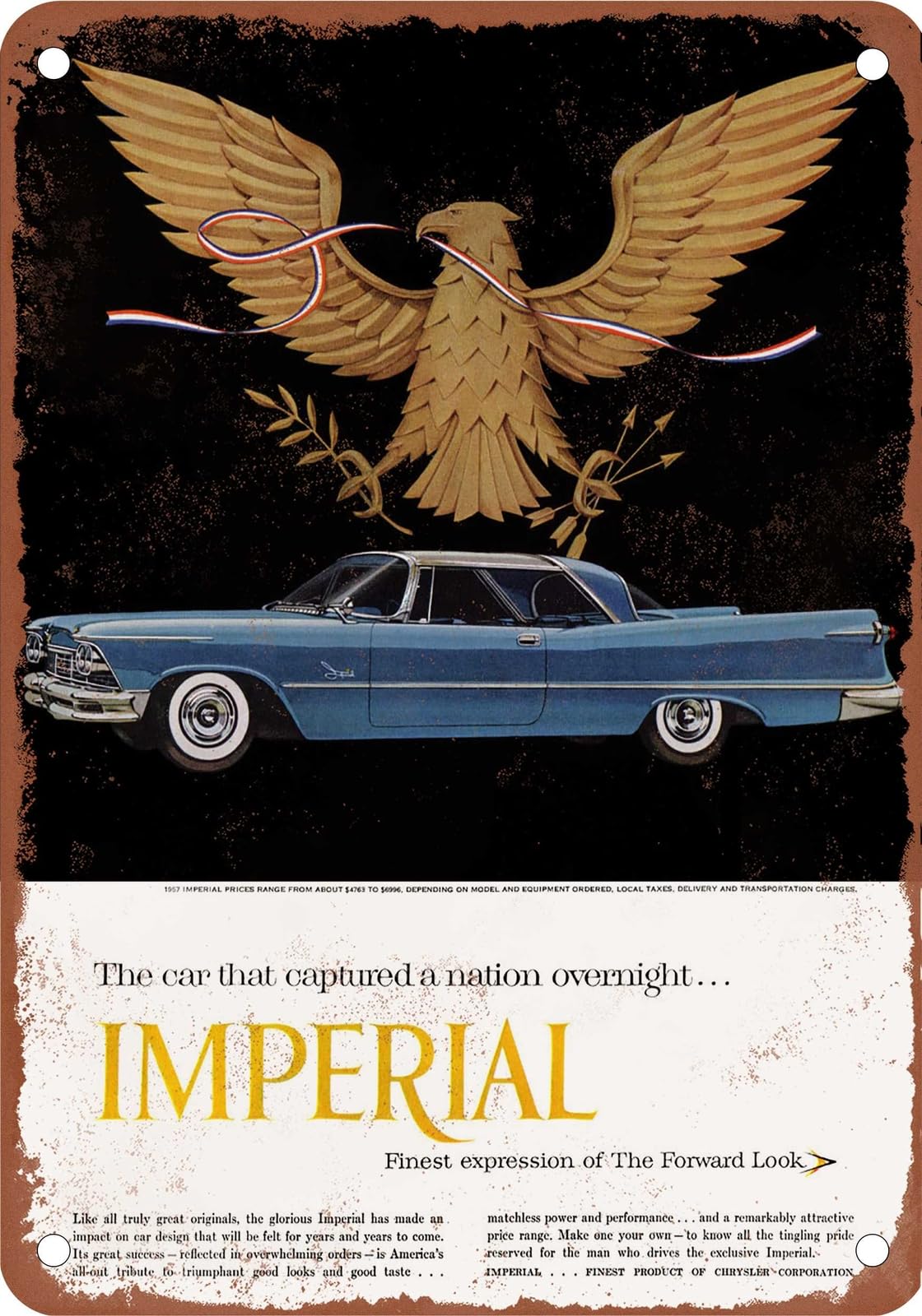 METAL SIGN - 1957 Imperial Vintage Ad 08 - Old Retro Rusty Look home decor