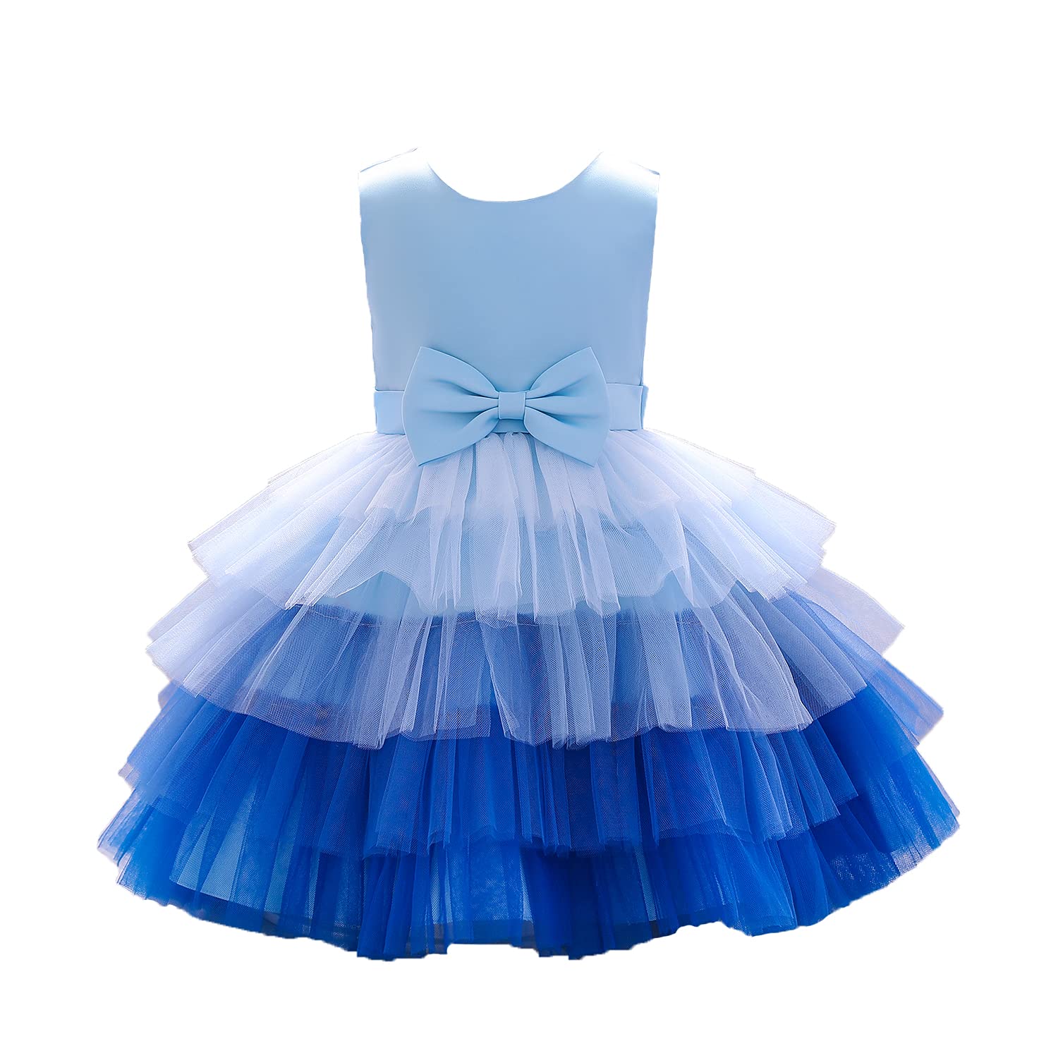 Flower Baby Girl Lace Dress Toddler Tulle Sleeveless Bow Princess Party Wedding Pageant Bridesmaid (0-6T)