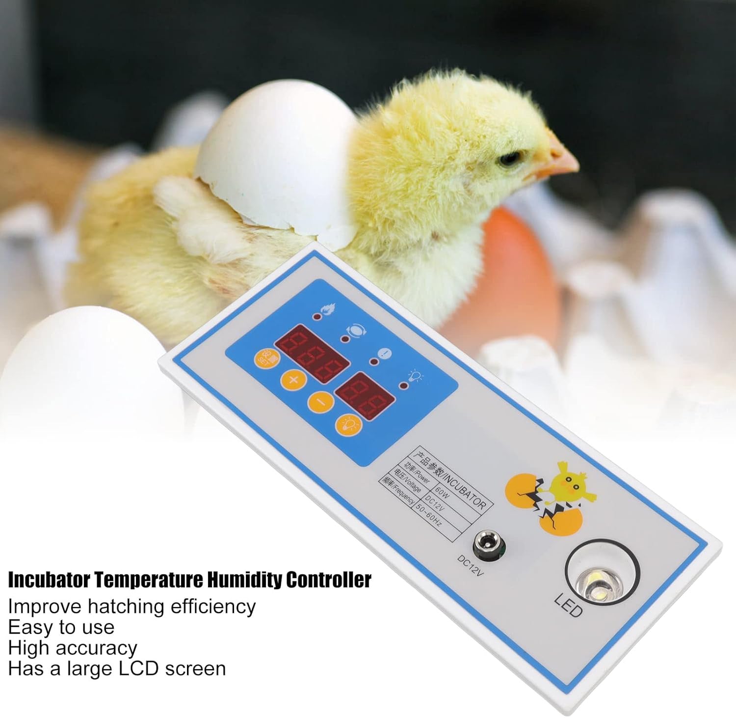 60W 12V Incubator Thermostat Automatic Temperature Controller for Mini Incubator Accessory