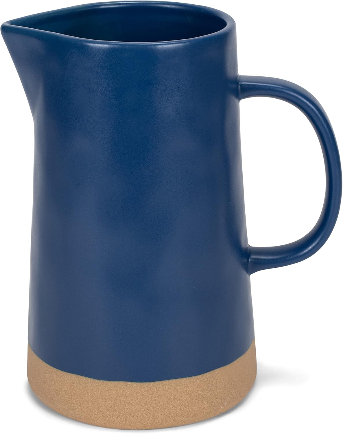 Nat & Jules Large Raw Bottom Matte Navy Blue 48 ounce Ceramic Pitcher Jug