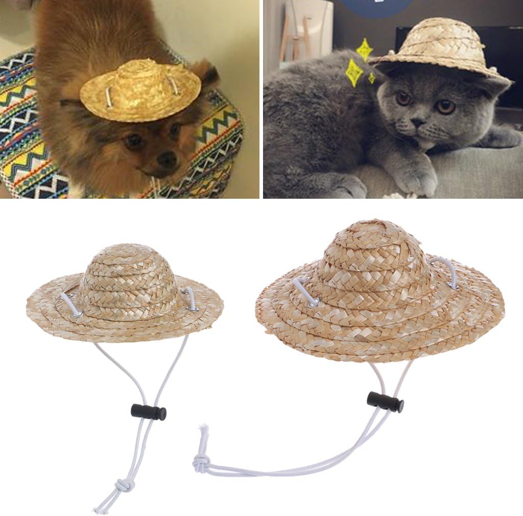 Amrka Hawaiian Style Pet Sombrero Hat for Dog Cat Diameter 14cm/5.51" 16cm/6.30" (L)